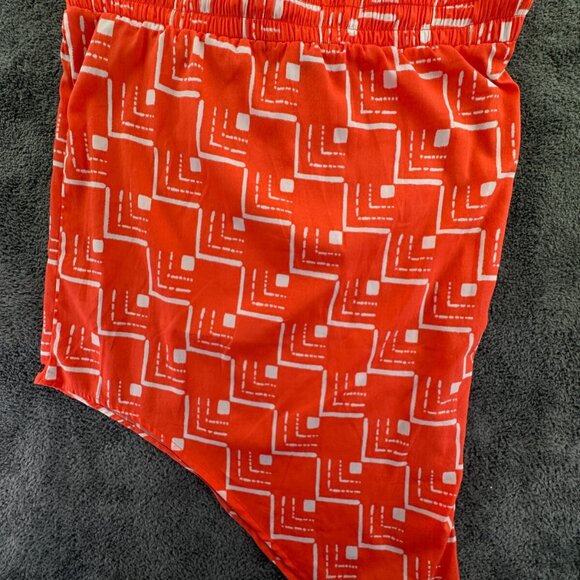 O’neill Women Orange White Skirt Asymmetric Small Drawstring Pull On Geometric - Picture 14 of 16